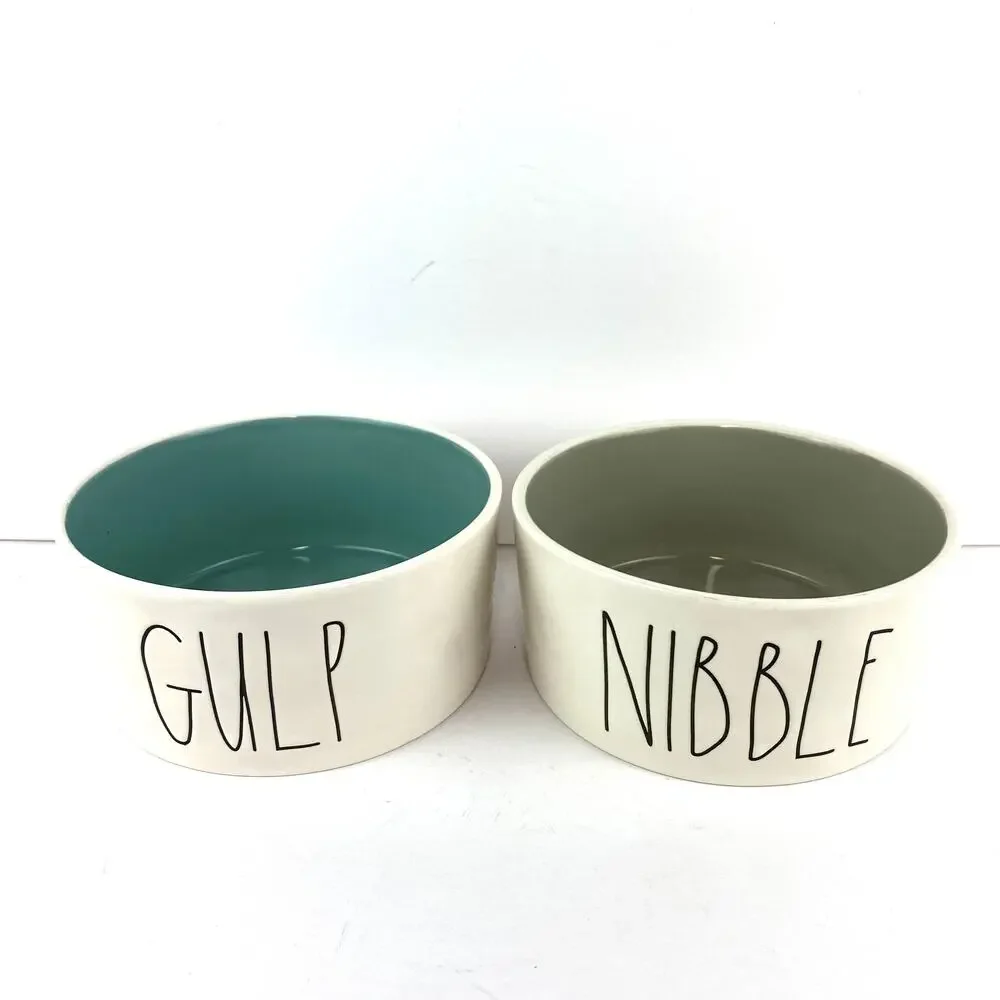 Rae Dunn Nibble and Gulp Dog Bowl Set